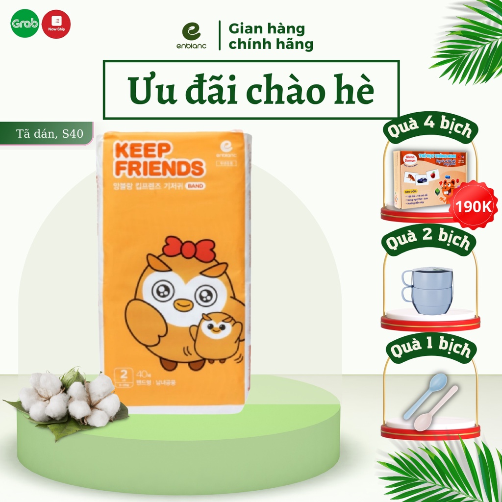 Tã Bỉm Dán ENBLANC KEEP FRIENDS Size S40 Nội Địa Hàn Quốc Siêu Thoáng Mát, Thấm Hút Cho Bé Thoải Mái Vui