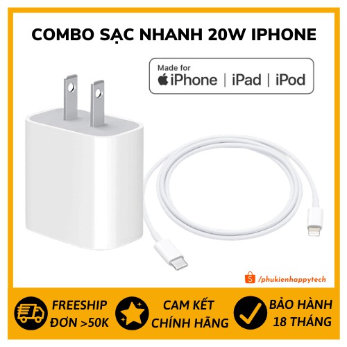 [ CHÍNH HÃNG ] Sạc nhanh iPhone 20W USB-C Power Adapter - Bảo hành 18 tháng
