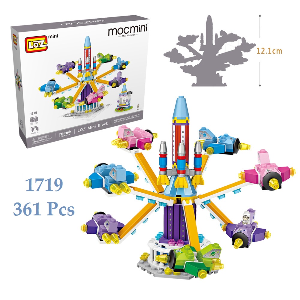 Đồ chơi lắp ráp building blocks LOZ mô hình động cơ-Pirate ship-ferris wheel-Rotating the plane-merry-goround-Doll