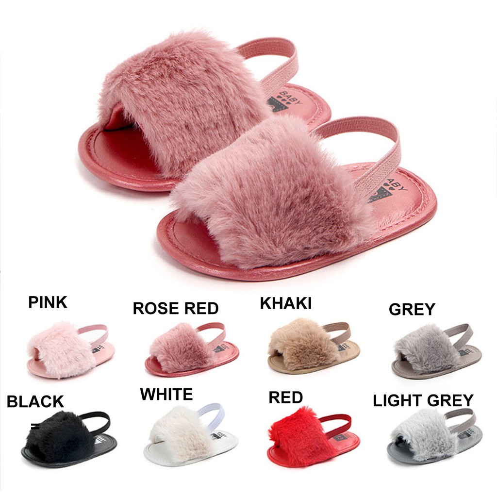 Giày sandal phối lông mềm mại cho bé