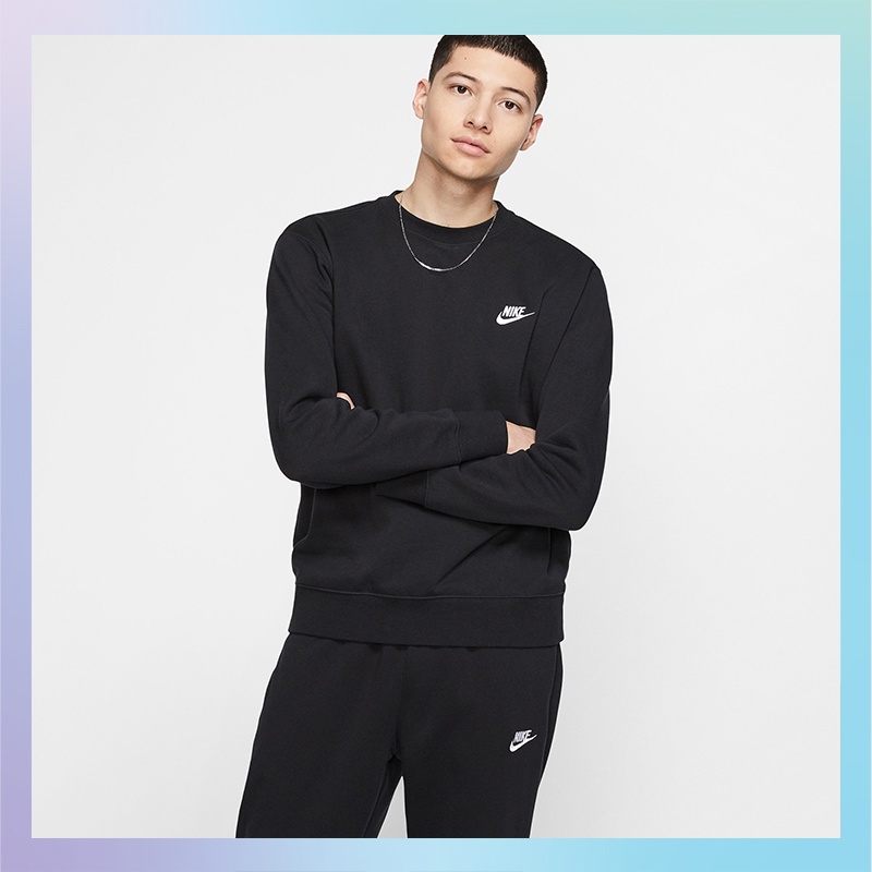 Áo nỉ thể thao NIKE cổ tròn lót nhung ấm áp màu đen BV2663-010