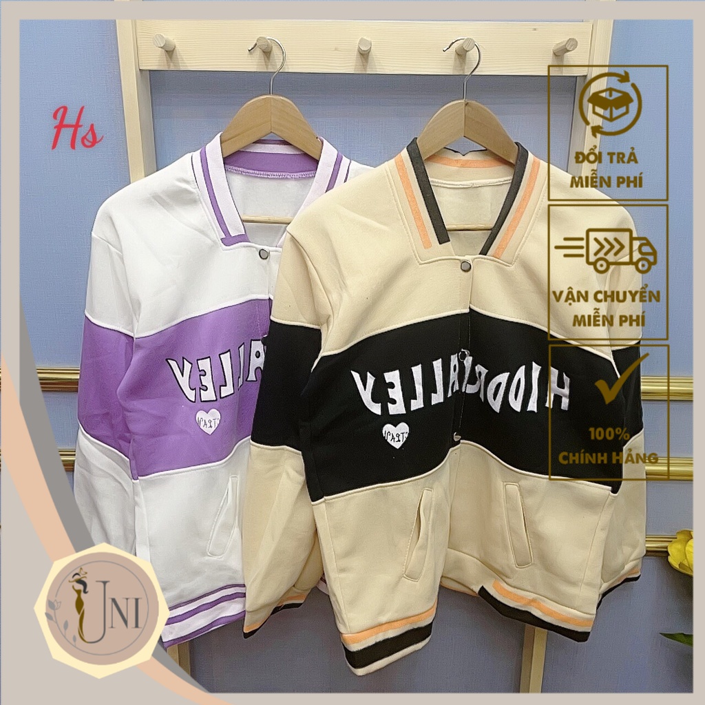 Áo Khoác Bomber Phối Chữ Valley Chất Liệu Nỉ Ngoại 2 Màu Hottrend Xám Tím Mã 531 UNI STORE