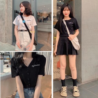 Áo CROPTOP cài cúc thêu ngực Mysiter