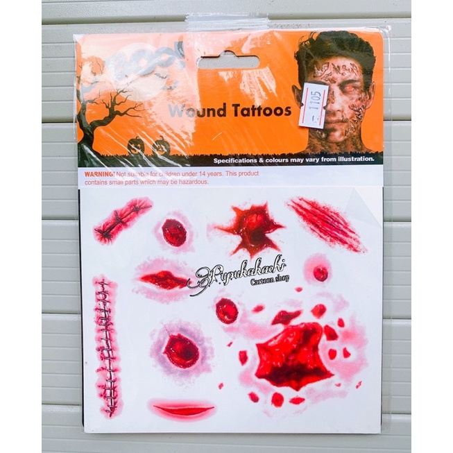 Hình Xăm Dán Mẫu Vết Thương Đồ Chơi Hoá Trang Halloween