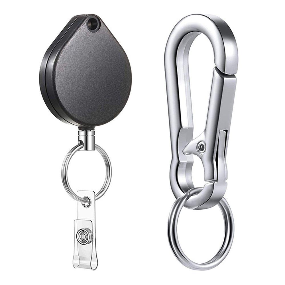 1 Móc Treo Chìa Khóa/Thẻ ID/Thẻ ID Có Thể Thu Gọn Thiết Kế Thu Gọn Tiện Dụng
