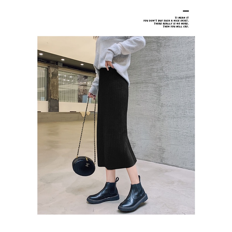 Chân váy len bút chì dáng dài phong cách hàn quốc có xẻ tà sau | BigBuy360 - bigbuy360.vn