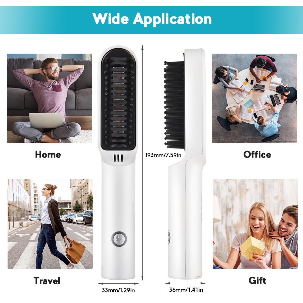 Lược Điện Chải Tóc Thẳng/Uốn Xoăn Không Dây Sạc USB Chất Lượng Cao