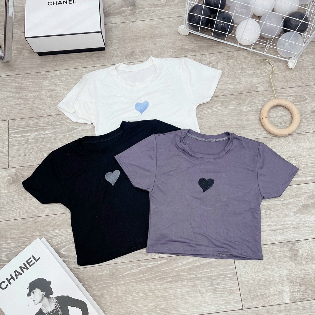 áo croptop thêu tim trơn na