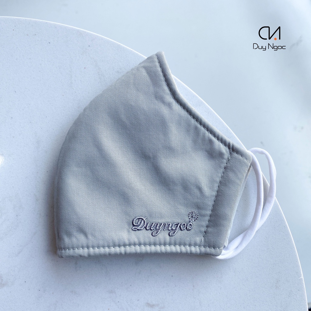 Khẩu trang vải cotton 3 lớp Duy Ngọc kiểu truyền thống- Màu trơn, chống tia uv, thoải mái khi đeo, tái sử dụng (5298)