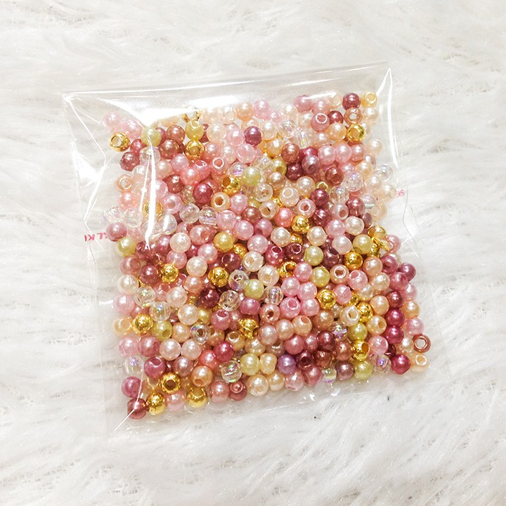 400 hạt cườm nhựa tròn 3li làm đồ handmade trang trí vòng tay dễ thương