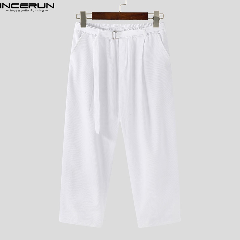 Quần dài INCERUN ống rộng màu sắc thanh lịch cho nam