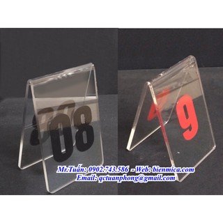 Bộ 10 Thẻ Số Bàn Mica (Màu tùy chọn) Số theo yêu cầu