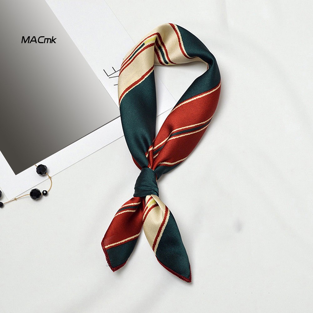 MAC1_Women Stylish Striped Square Scarf Bandana Neckerchief Pocket Neck Wrap Gift