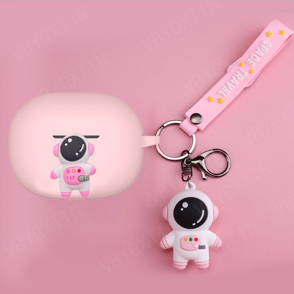 Vỏ Bảo Vệ Hộp Sạc Tai Nghe OPPO Enco air / air2 Bằng Silicon Hình Phi Hành Gia/Mèo/Cún/Gấu Trúc Có Móc Khóa