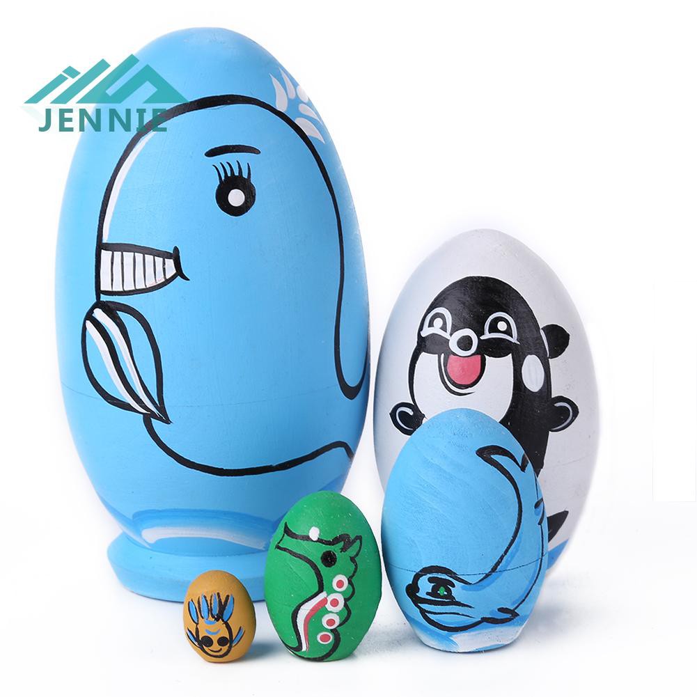 Búp Bê Nga Matryoshka Bằng Gỗ 5 Lớp Vẽ Tay Phong Cách Dân Tộc