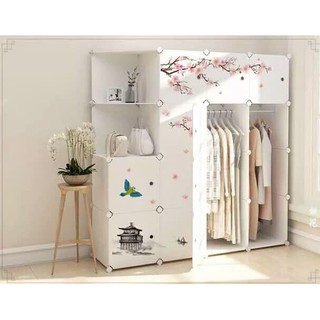 Tủ nhựa lắp ghép 16 ngăn 14n2x thân trắng hoa anh đào