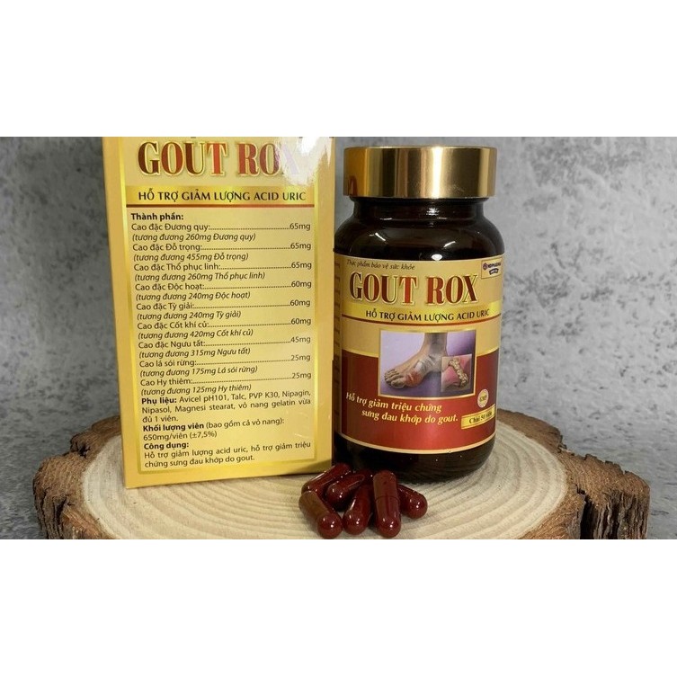 Viên uống GOUT ROX hỗ trợ giảm triệu chứng sưng đau khớp do gout, giảm lượng Acid Uric - Hộp 50 viên