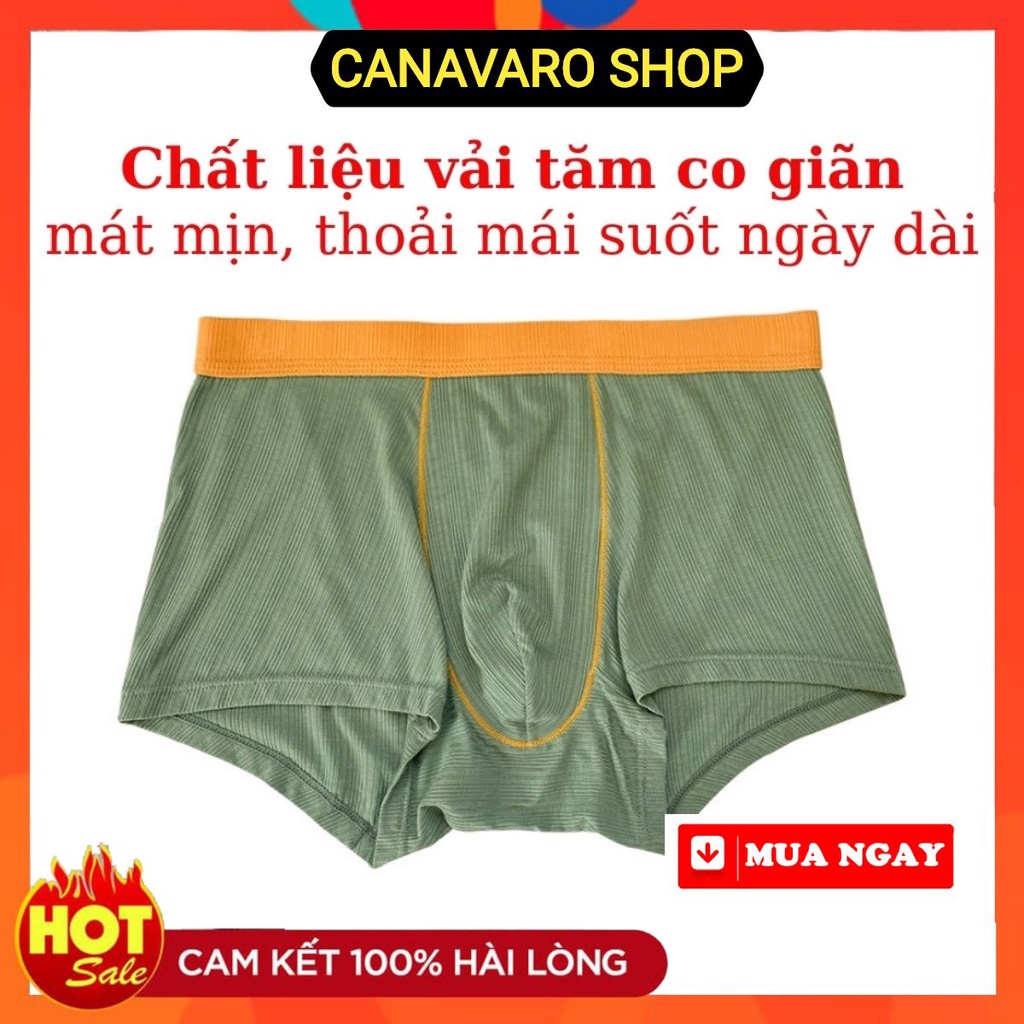 Quần lót nam boxer thun lạnh cao cấp, Quần sịp nam đùi cao cấp, co giãn đa chiều, thoáng khí, mềm mịn CANAVARO SHOP CN38