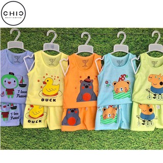Bộ quần áo ba lỗ thoáng mát cho bé chất cotton thoáng mát con vật ngỗ nghĩnh đáng yêu BL01 - Chic.vn