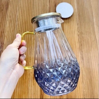 bộ 6 cốc thủy tinh ánh lửa xanh kèm Bình 