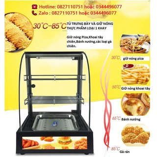 Tủ trưng bày fastfood, gà rán, xúc xích, khoai tây 1 khay mini giữ nóng T1122