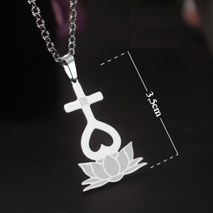 Dây chuyền nam nữ thiên tâm đạo bằng titan sáng, đẹp không đen vĩnh viễn