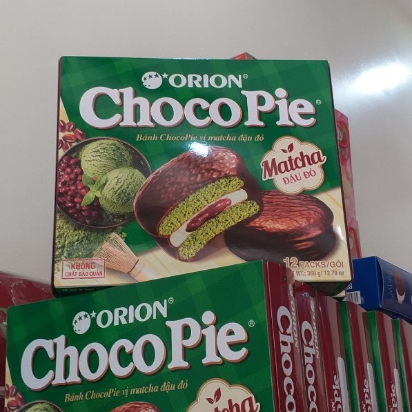 Bánh ChocoPie Orion Vị Matcha Đậu Đỏ Hộp 360g