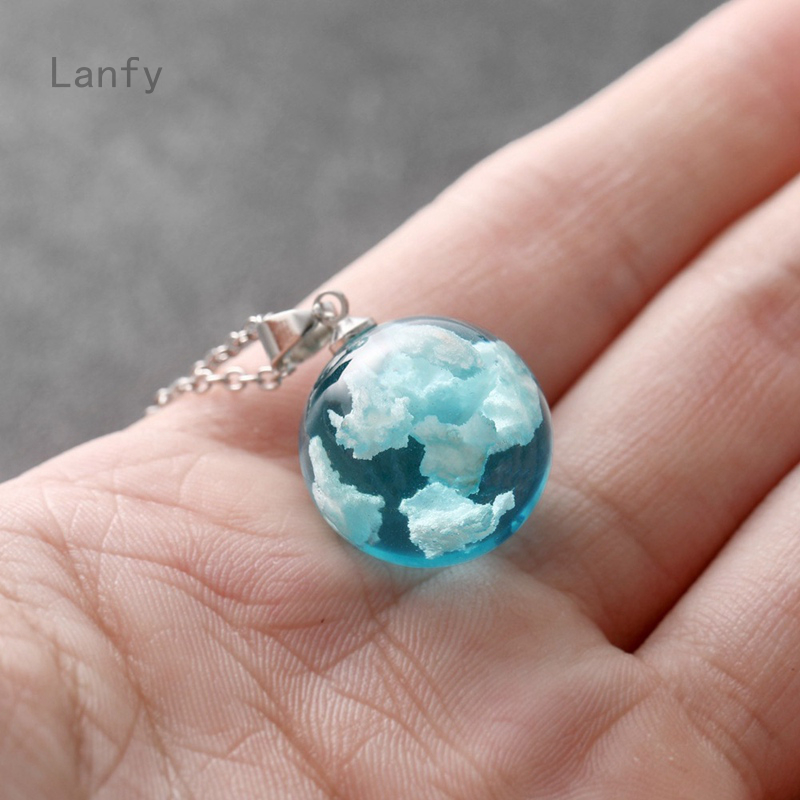 Lanfy1 Dây Chuyền Thiết Kế Mặt Hình Đám Mây Trong Suốt Thời Trang Cho Nữ