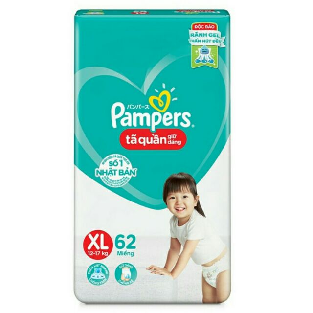 Tã Quần Pampers giữ dáng mới bịch cực đại M74/L68/XL62/XXl56