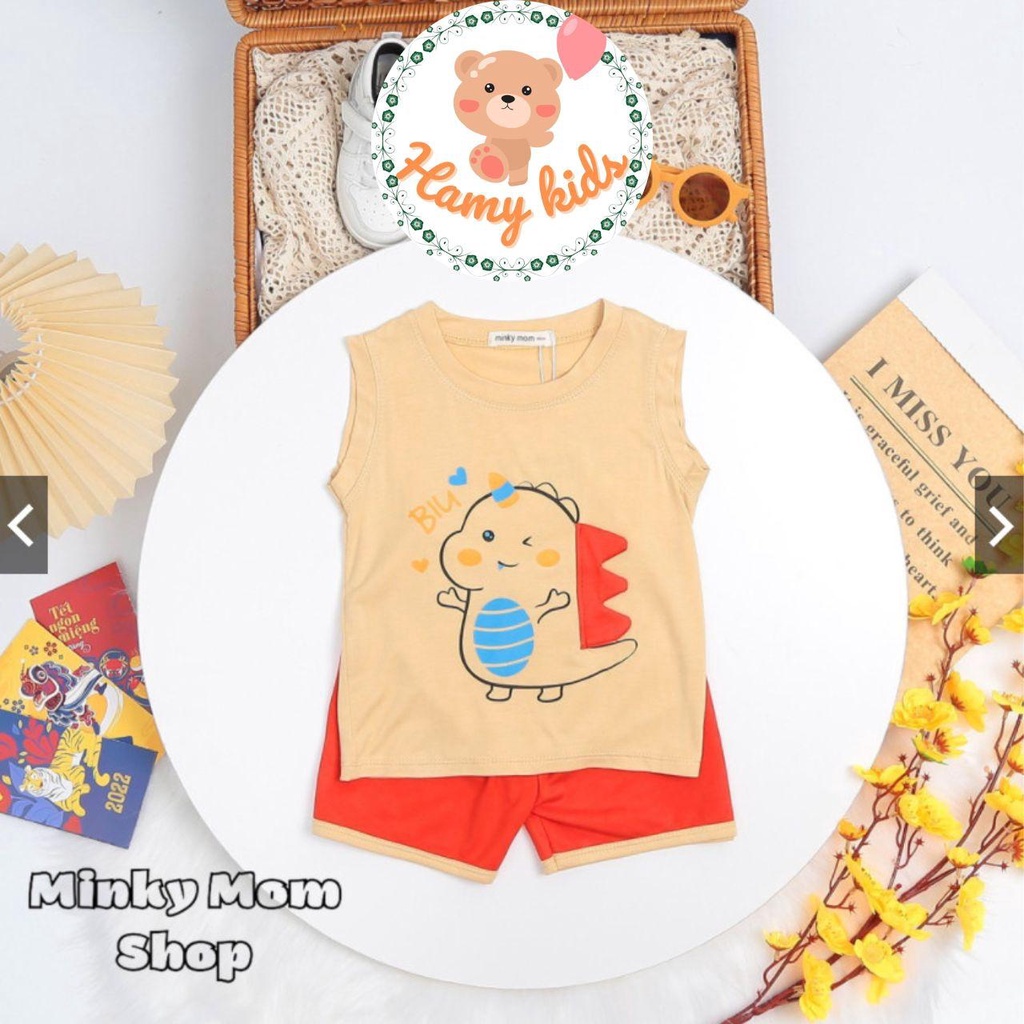 Bộ Ba Lỗ Minky Mom Chính Hãng Bé Trai Bé Gái Thun Lạnh Chi Tiết May Nổi Hình Động Vật Bé Từ 0-5 Tuổi Dưới 20kg- Hamykids