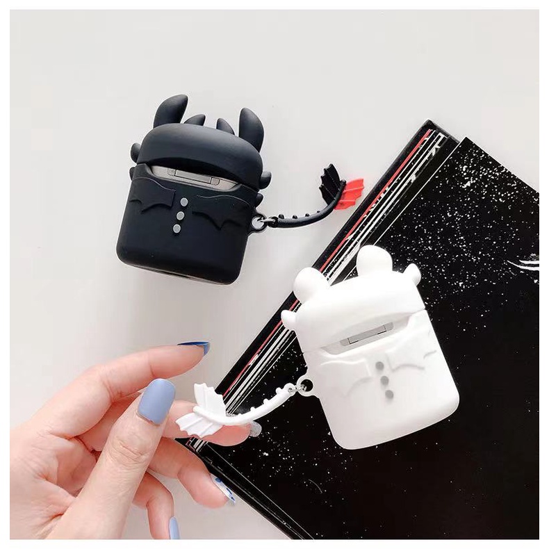 Ốp bảo vệ tai nghe Night Fury Black White Dragon tương thích với AirPods pro i12 1 / 2