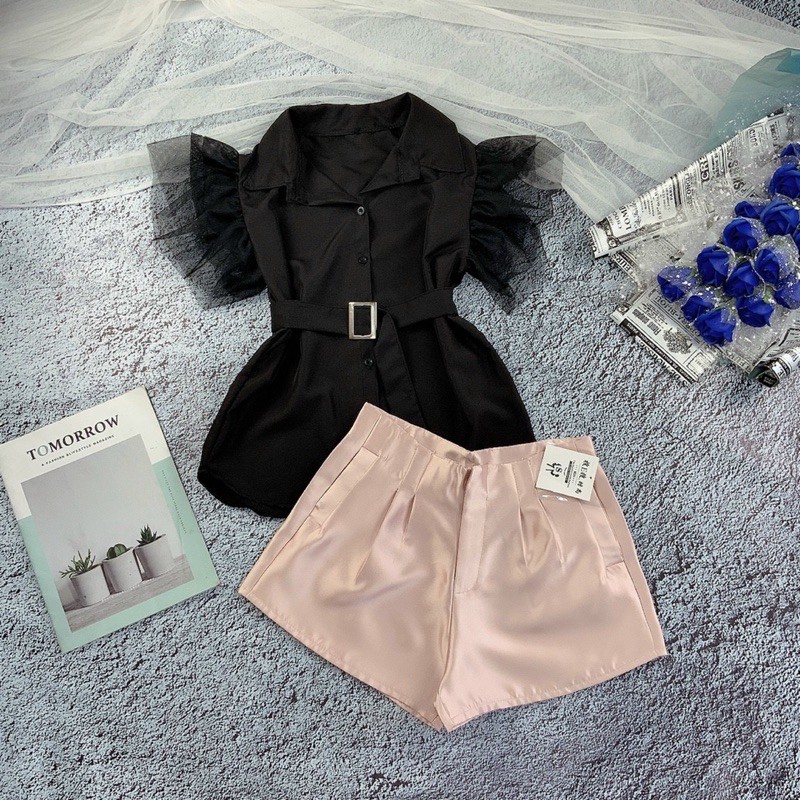[Mã 151FASHIONSALE1 giảm 10K đơn 50K] Áo sơ mi phối lưới