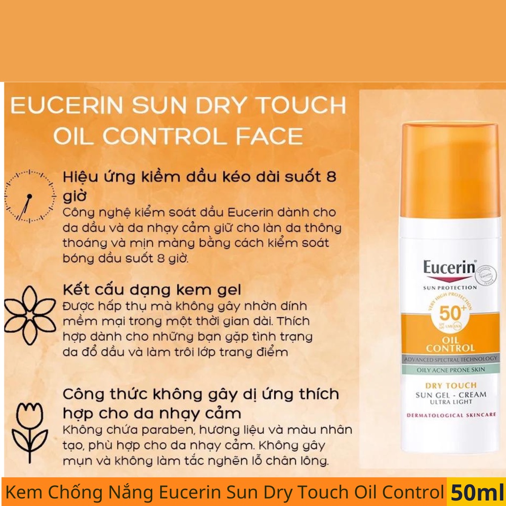 Kem Chống Nắng Eucerin Oil Control Dry Touch Cho Da Nhờn Và Da Mụn