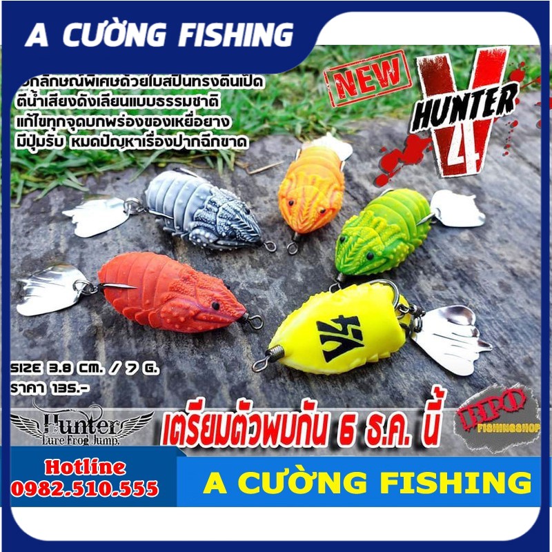 Mồi nhai giả câu lure Hunter V4 3.8cm 7g chuyên câu cá lóc hiệu quả cao