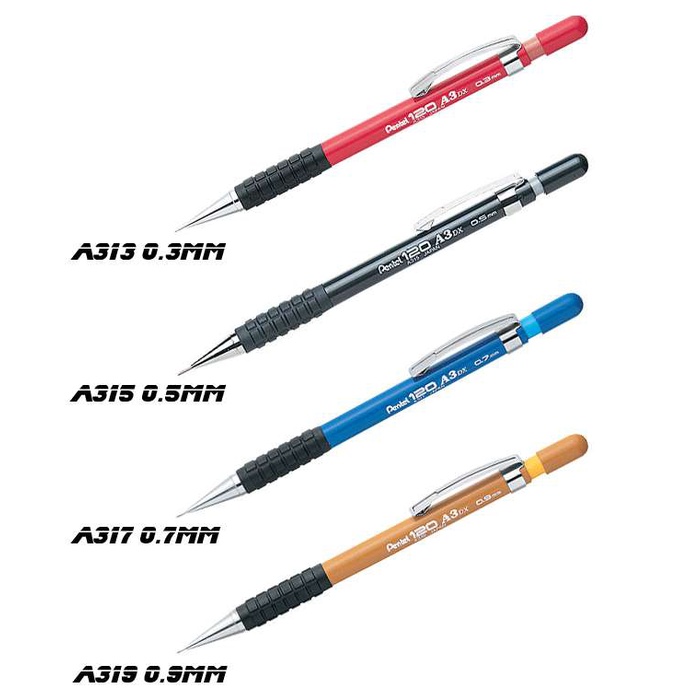 Bút Chì Kim Kỹ Thuật Pentel 120 A3 | Ngòi Bút Bằng Thép Chắc Chắn | Hạn Chế Gãy Ngòi | Mechanical Pencil | 4 Cỡ Ngòi