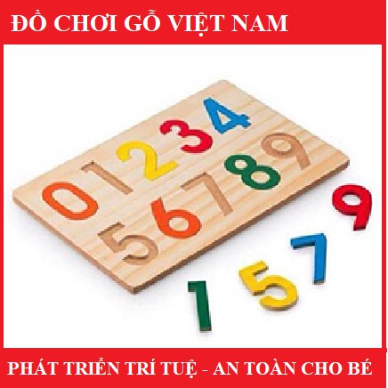 Bảng lắp ghép chữ số nổi bằng gỗ Minh Thành , đồ chơi giáo dục cao cấp cho bé