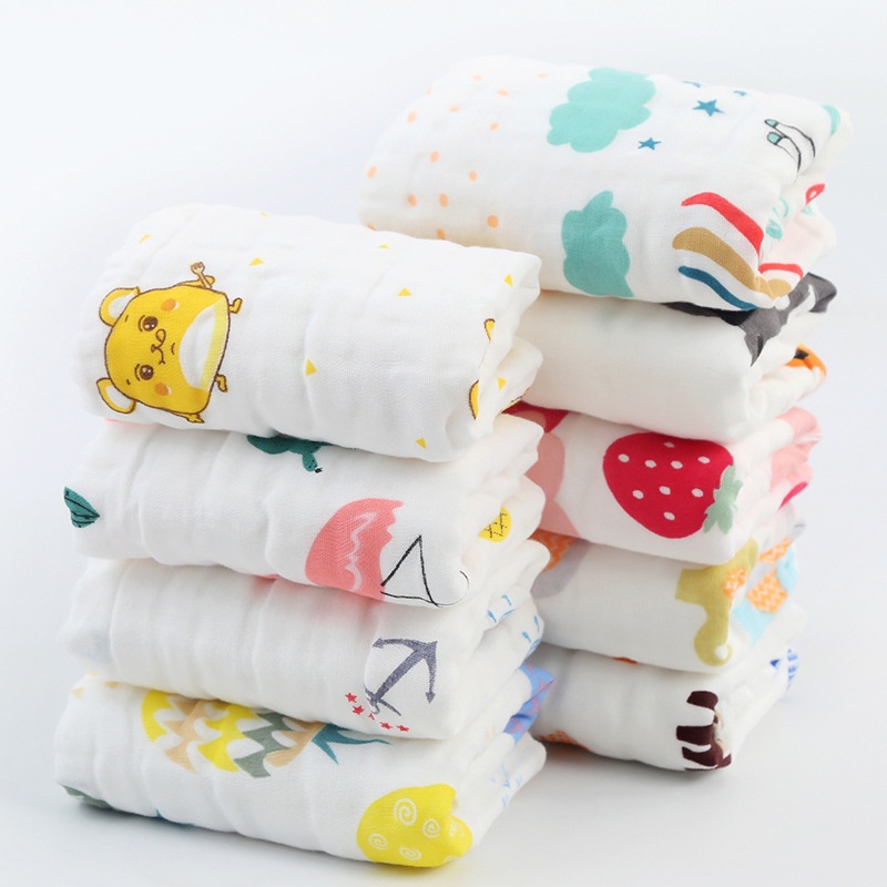 25*25CM Khăn sữa xô 6 lớp rửa mặt loại dày siêu mềm mại cho bé