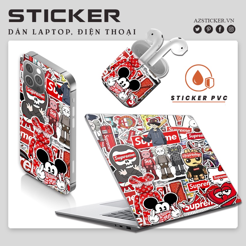 Hình Dán Superme | STK143-50 | Dán Nón Bảo Hiêm, Điện Thoại, Laptop, Bình Nước...Chất liệu PVC Chống Nước, Chống Bay Màu