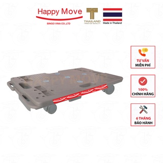 Xe đẩy Dolly FB gia đình Happy Move 100kg - Xe đẩy sàn nhựa không tay cầm, gắn 4 bánh xe di động (nối được)