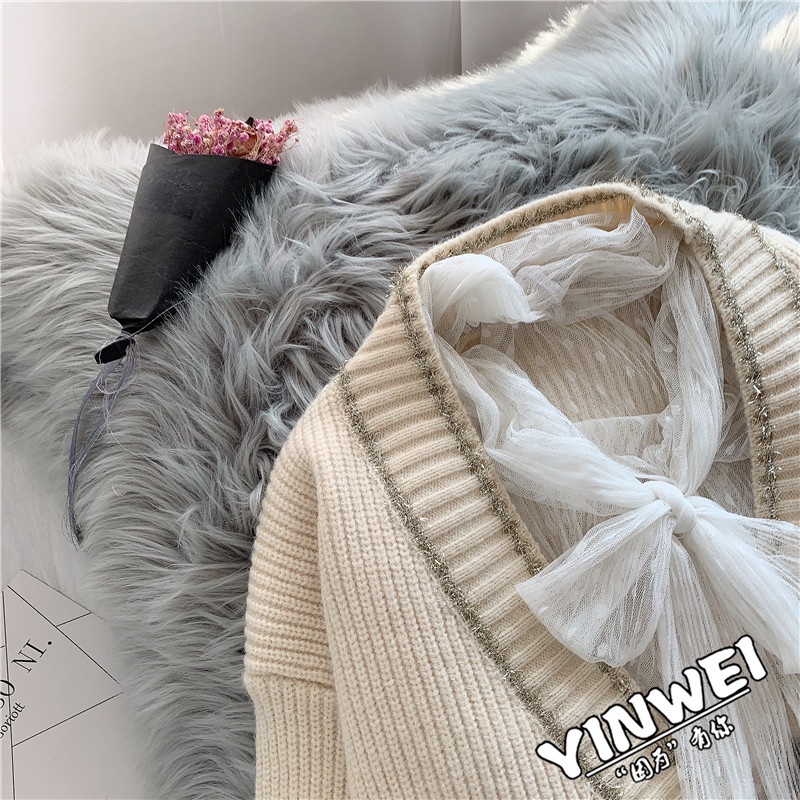 Hàng Sẵn_Áo khoác len cardigan rộng chất dày dặn áo len viền kim tuyến xu hướng thời trang