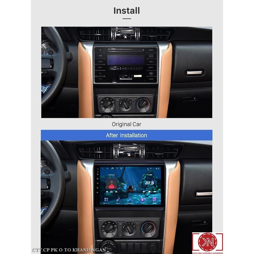 MẶT DƯỠNG TOYOTA FORTUNER 9INCH 2018 , JACK NGUỒN ZIN cho màn DVD android 9"