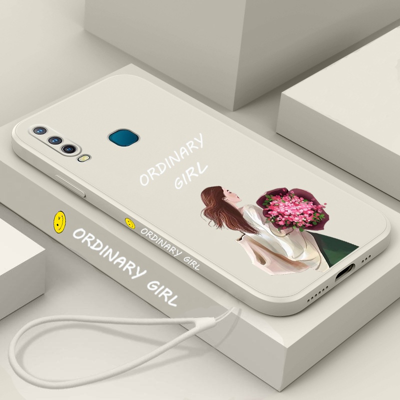 Ốp Điện Thoại TPU Dẻo Họa Tiết Hoa Xinh Xắn Kèm Dây Đeo Cho vivo y11 y12 y15 y17 y19 y30 y50