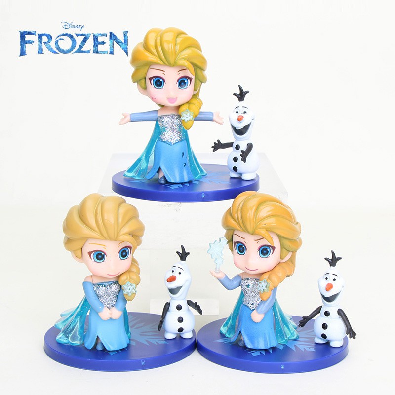 Set 3 Mô Hình Búp Bê Elsa Olaf Anna Trang Trí Bánh Kem