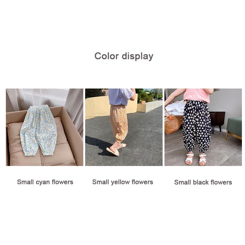 Quần dài ống rộng IQ ANGEL chống muỗi chống nắng họa tiết hoa nhỏ dễ thương cho bé gái