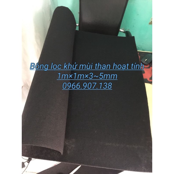 2 m2 Bông lọc khử mùi than hoạt tính. Tấm Lọc Carbon KHử Mùi  Dày 5mm