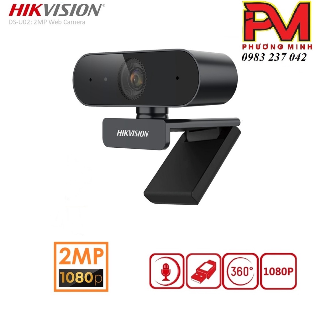 Webcam Máy Tính HIKVISION DS-U02 Full HD 1080P có mic chuyên dụng cho Livestream và Học và làm Online - Hàng chính hãng
