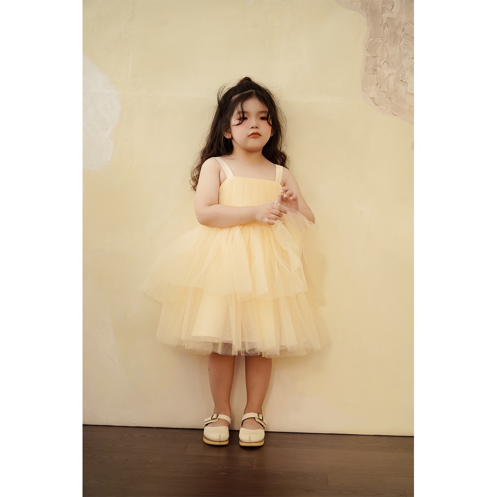 Đầm công chúa Yoona cho bé 2 dây mây tầng vàng HOMI BABY HOUSE váy cho bé gái đi chơi dạo phố