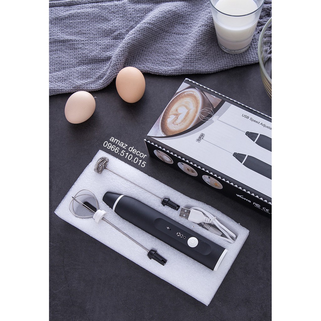 ❐SALE GIÁ SỈ TẠI XƯỞNG Máy tạo bọt cafe đánh trứng mini 2 trong 1 cầm tay dùng pin sạc USB 3 cấp độ cao