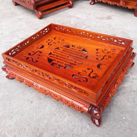 Khay trà chân qùy bằng gỗ hương,bàn trà phòng khách rồng trầu gỗ