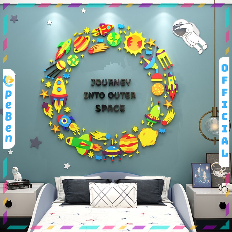 Tranh Mica trang trí tường Vũ trụ Trang trí Trường mầm non, phòng ngủ cho bé Nhiều Size - EPeBen